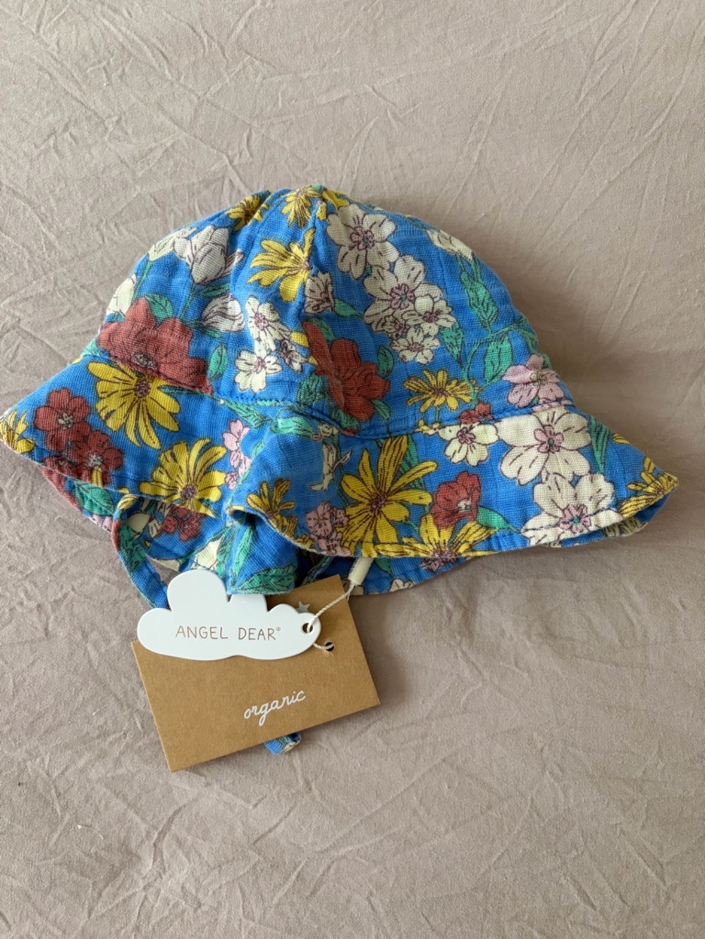 NWT 6-12 Angel Dear Blue Floral Baby Sun Hat